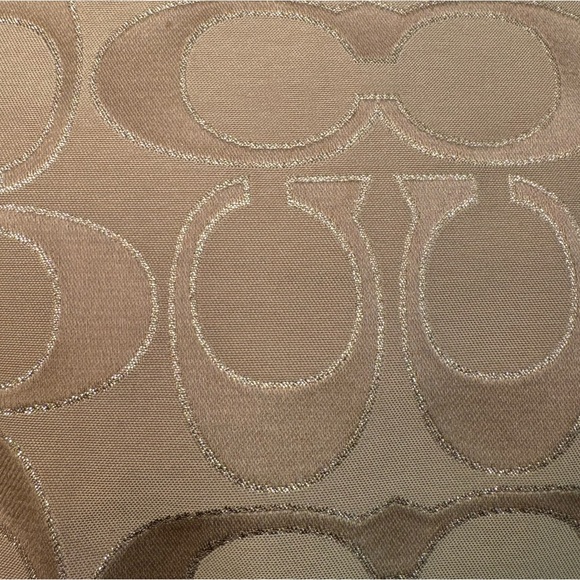 Coach Glam Tote Khaki Metallic Gold Signature C Fabric Bronze Leather Trim - Picture 4 of 16